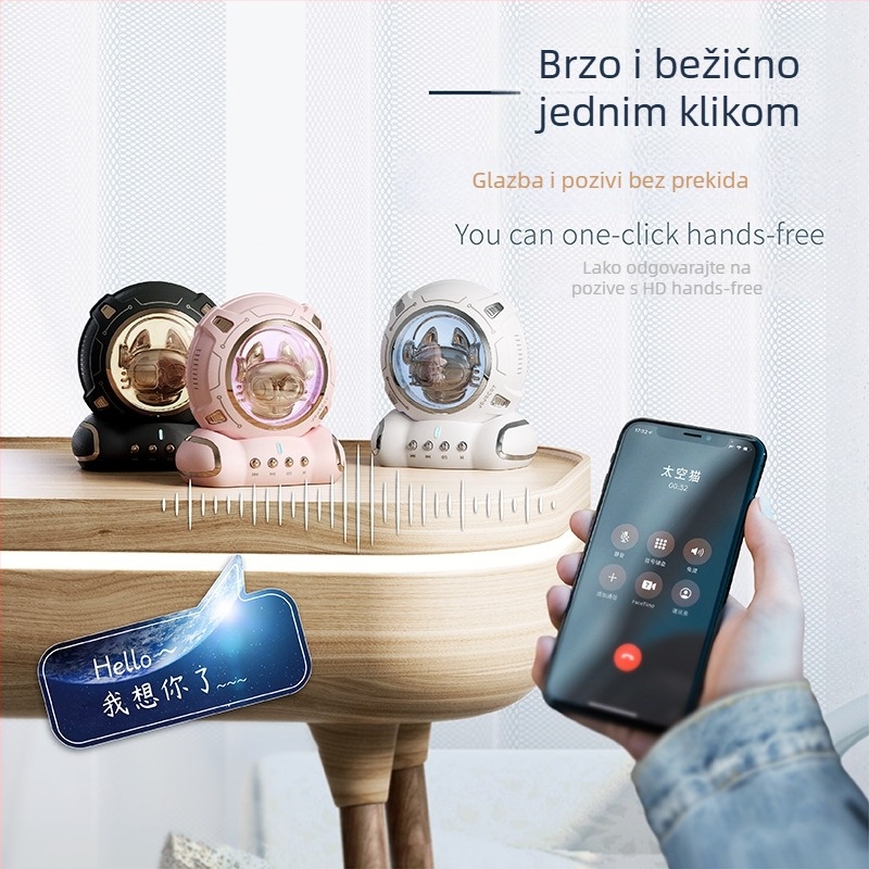 Bluetooth zvučnik s noćnim svjetlom i stolnom dekoracijom, 6 sati reprodukcije, TF kartica 32GB, USB-C punjenje, BT 5.0, domet 10 m