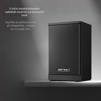 Xianke A18 računalski audio sustav 2.1-kanala s Bluetoothom, drveno kućište, MP3 reprodukcija putem USB-a, 60W max