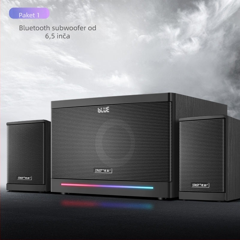 Xianke A18 računalski audio sustav 2.1-kanala s Bluetoothom, drveno kućište, MP3 reprodukcija putem USB-a, 60W max