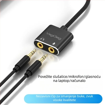 USB vanjska zvučna kartica – 3,5 mm ulaz za mikrofon, stereo zvuk, USB 2.0, model V-K, marka Only Case