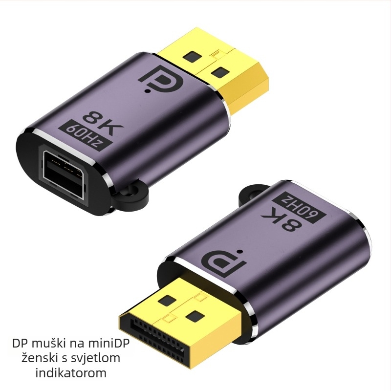 Dvosmjerni DP adapter s Mini DisplayPort sučeljem, 8K podrška, bakreno jezgro, duljina 35 mm, prijenos podataka 32 GB