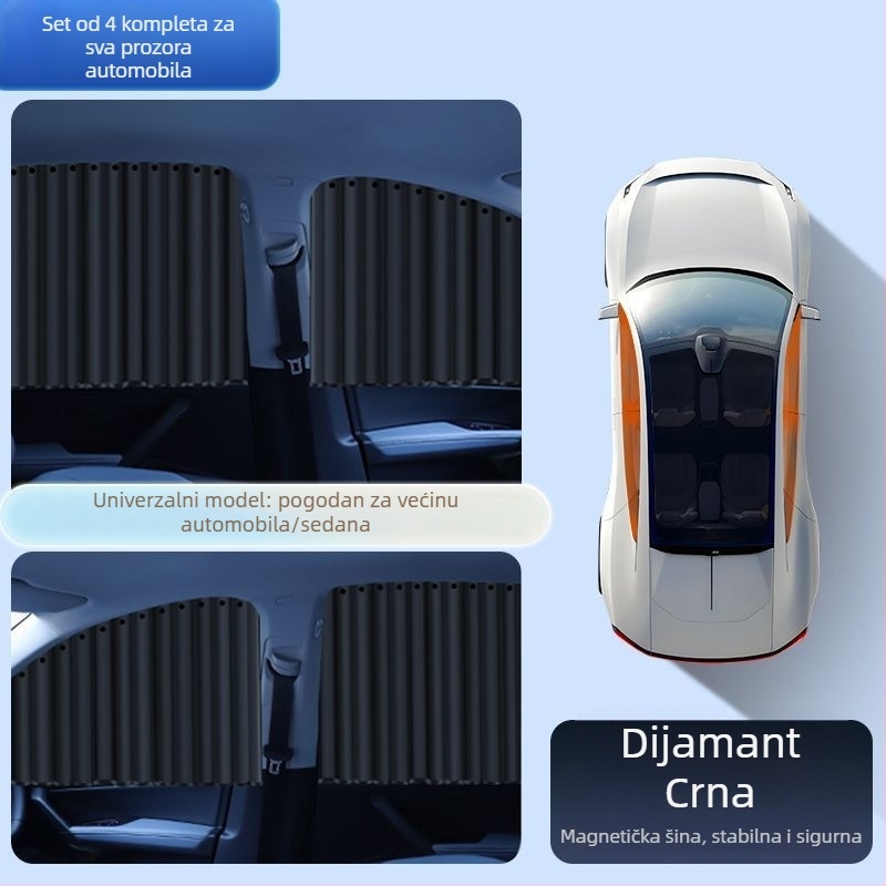 Auto zavjesa za bočno staklo s magnetskim ugradom, PMMA materijal, za namijenjena vozila