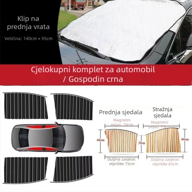 Auto zavjesa za bočno staklo s magnetskim ugradom, PMMA materijal, za namijenjena vozila