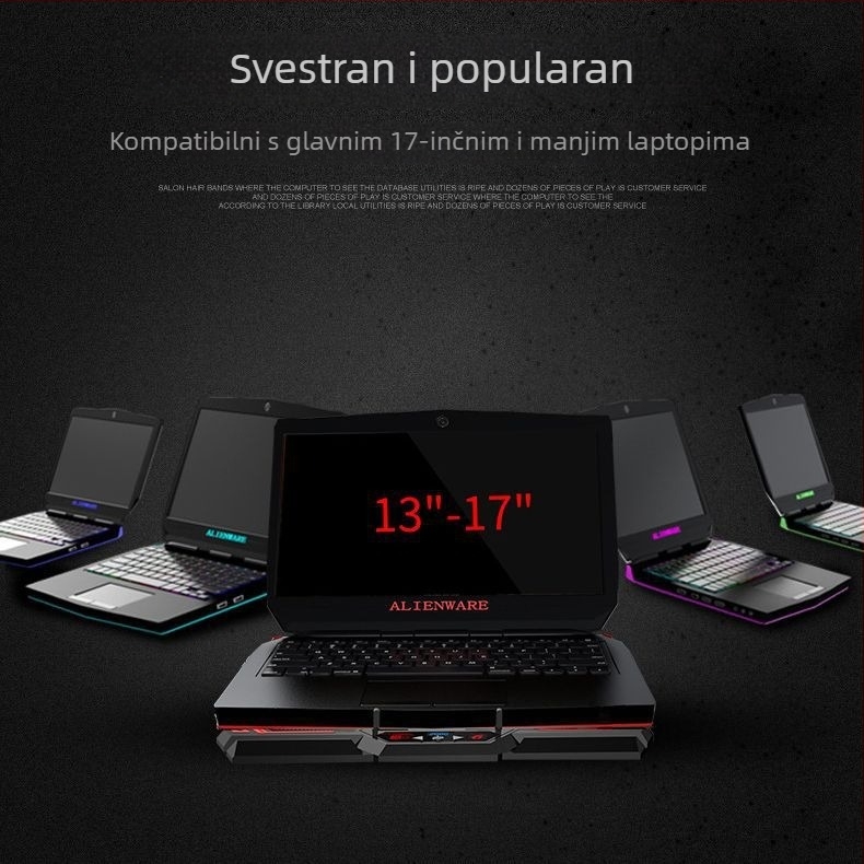 Hlađenje za prijenosno računalo s 6 ventilatora, zračno hlađenje, dodirni upravljač, model Thin Ice 6, plastično kućište