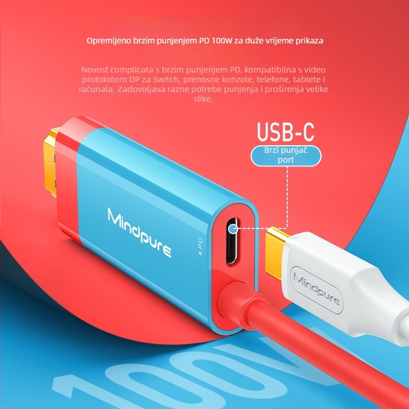 Kabel Type-C na HDMI, 4K kompatibilan, duljina 2 m, LT8711UXD čip, jezgro od cínovanog bakra, model AD062/AD061