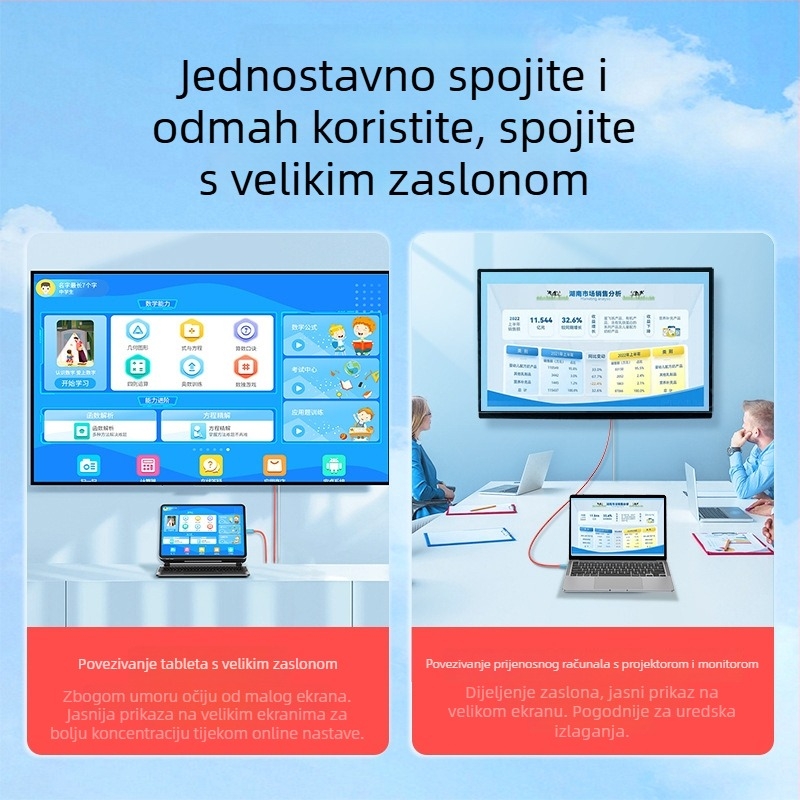 Kabel Type-C na HDMI, 4K kompatibilan, duljina 2 m, LT8711UXD čip, jezgro od cínovanog bakra, model AD062/AD061