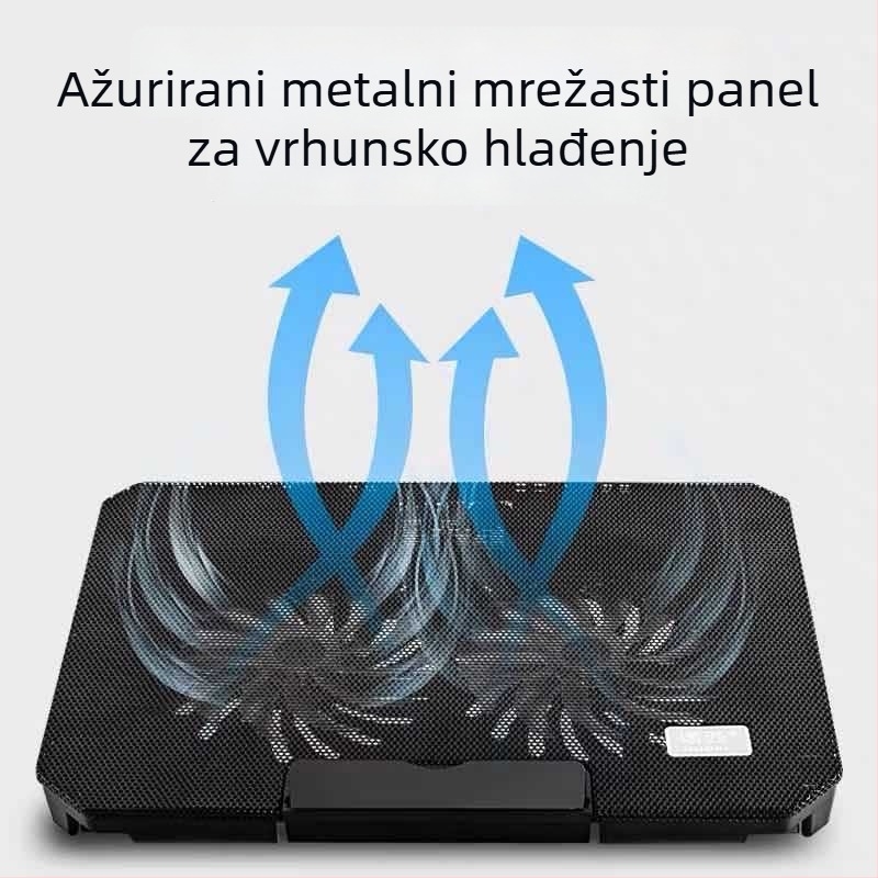 Nossi S200C hladnjak za prijenosno računalo s dva ventilatora, zračno hlađenje, metalna mreža