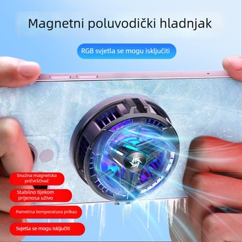 Chladič za mobitel s magnetskim RGB osvjetljenjem, tih rad i prikaz temperature (Metal+ABS)