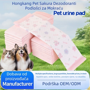 Jednokratna podloga za mokraću kućnih ljubimaca Sakura – dezodorirajuća, apsorbirajuća, nepropusna za pse (netkana tkanina; pulpa; hidroabsorpcijska smola; PE donji film; vodootporan papir)