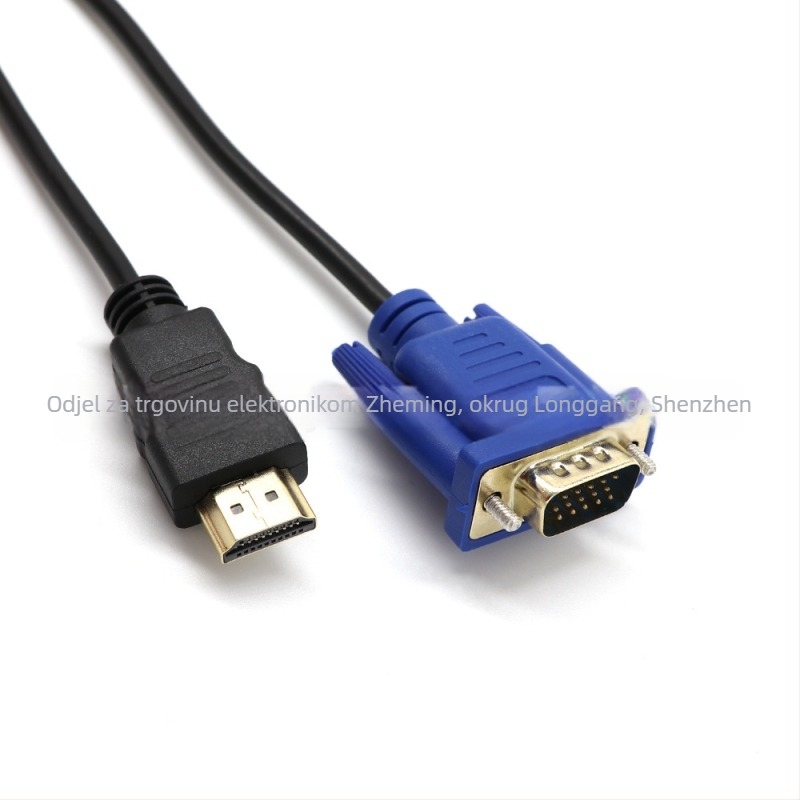 HDMI na VGA adapter kabel – dvostruka konverzija HDMI↔VGA, model HDMI TO VGA, čelik s bakrovim premazom