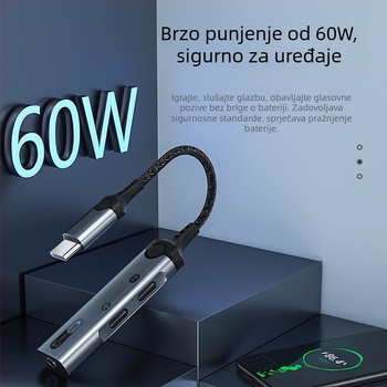 HCINOO MH340 Type-C digitalni audio adapter s ugrađenom zvučnom kartom i 3,5 mm priključkom za slušalice za iPhone 15