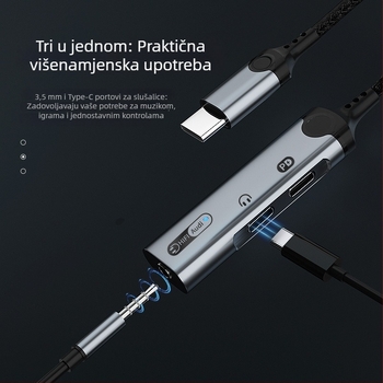 HCINOO MH340 Type-C digitalni audio adapter s ugrađenom zvučnom kartom i 3,5 mm priključkom za slušalice za iPhone 15