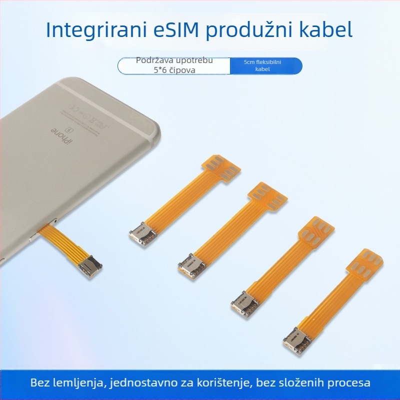 Vanjska ploča adaptera s patch kabelom za konverziju 5×6 čipa u SIM, bez zavarivanja, integrirani kabel