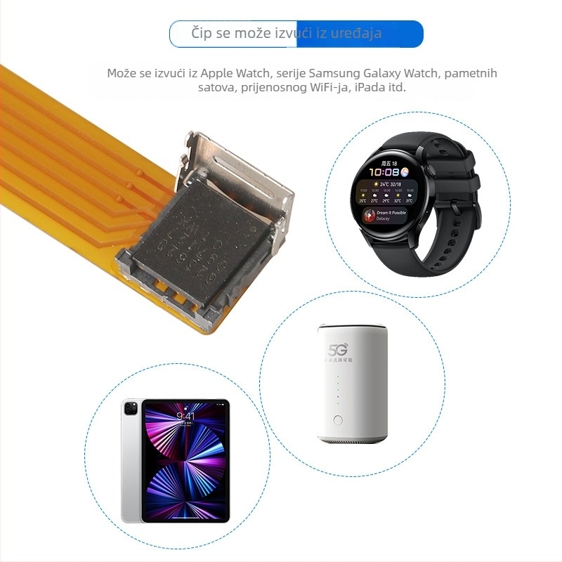 Vanjska ploča adaptera s patch kabelom za konverziju 5×6 čipa u SIM, bez zavarivanja, integrirani kabel