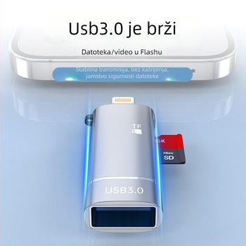 Type-C OTG 2-u-1 adapter s čitačem USB flash i microSD za Apple uređaje