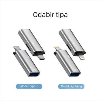 Type-C OTG 2-u-1 adapter s čitačem USB flash i microSD za Apple uređaje