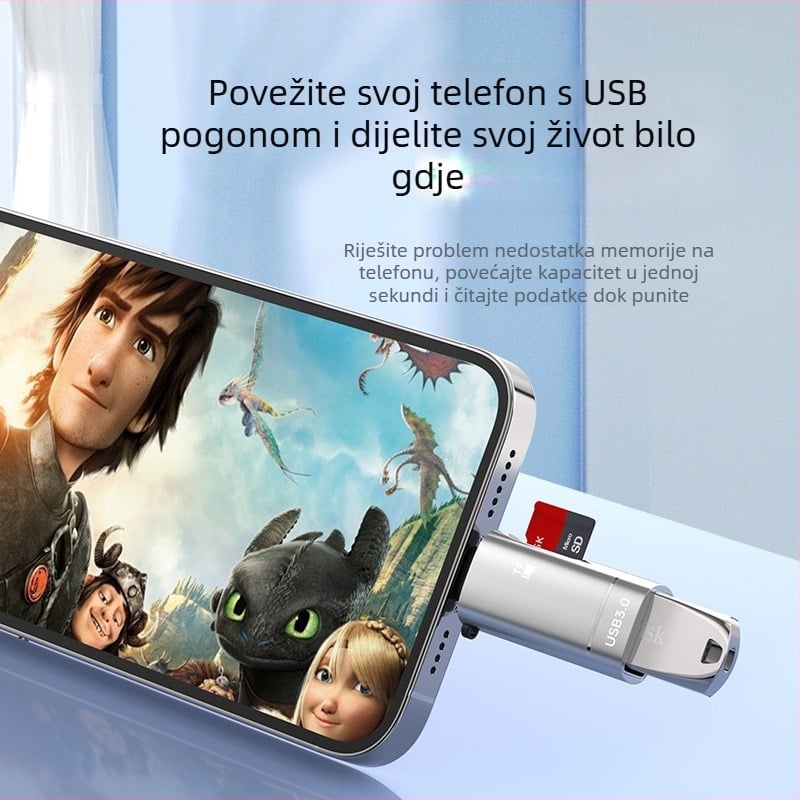 Type-C OTG 2-u-1 adapter s čitačem USB flash i microSD za Apple uređaje