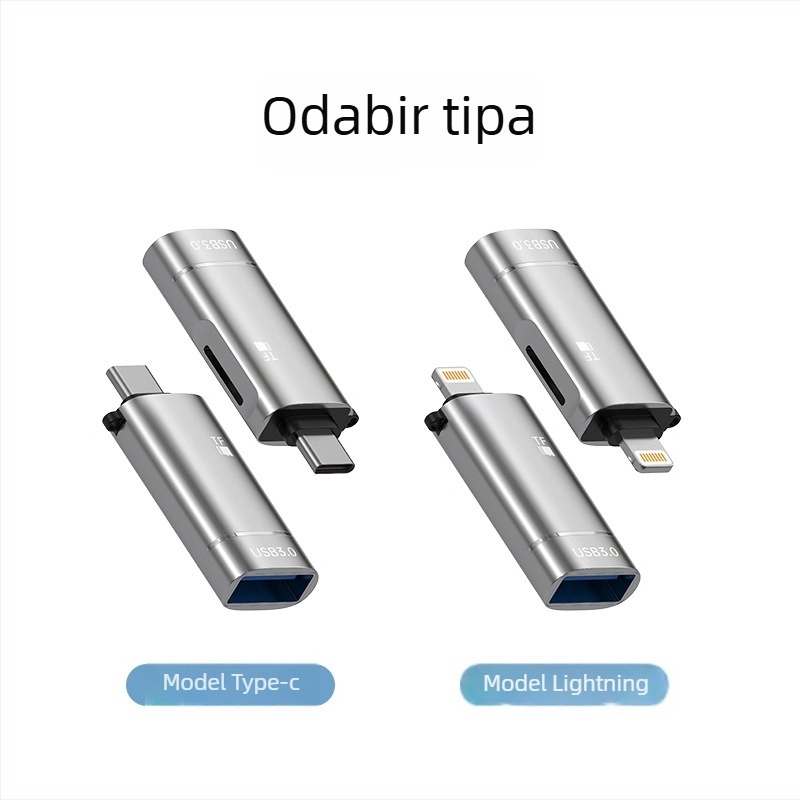 Type-C OTG 2-u-1 adapter s čitačem USB flash i microSD za Apple uređaje