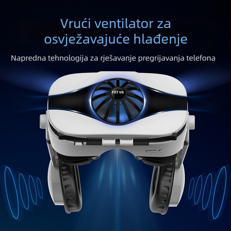 VR naočale s ventilatorom, 4D sve-u-jednom AR headset za igre i gledanje videa; nosive na glavi, upravljanje gumbom, bez kamere, bez baterije