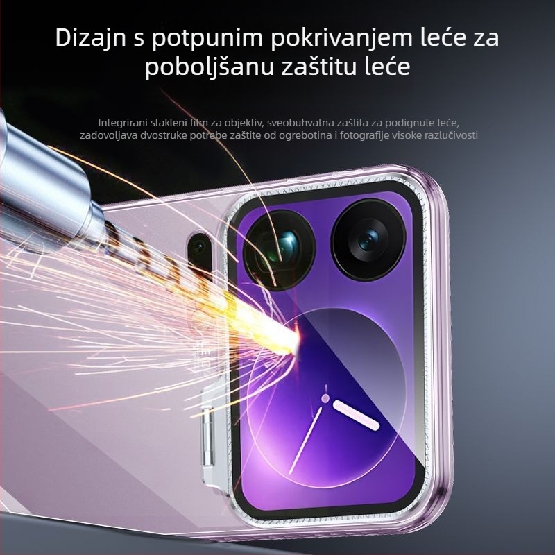 Zaštitna maska za Xiaomi 17 Pro Max s prozirnim lećnim kristalom i integriranim stalakom, otpornost na pad