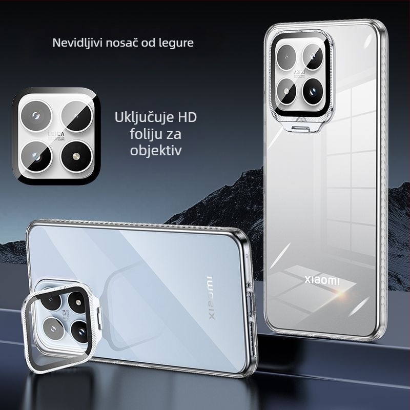 Zaštitna maska za Xiaomi 17 Pro Max s prozirnim lećnim kristalom i integriranim stalakom, otpornost na pad