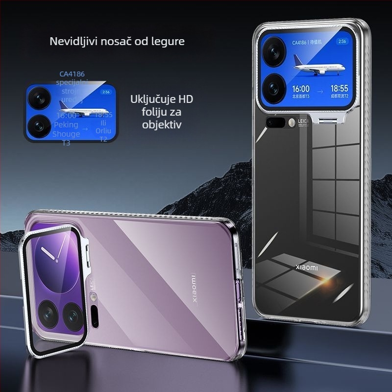 Zaštitna maska za Xiaomi 17 Pro Max s prozirnim lećnim kristalom i integriranim stalakom, otpornost na pad