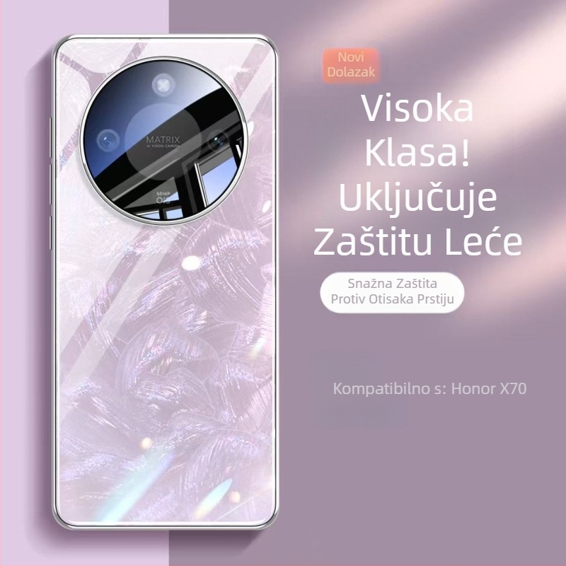 Kućište za telefon Honor X70 - sveobuhvatna zaštita od pada, tvrdo staklo, uzorak Aurora
