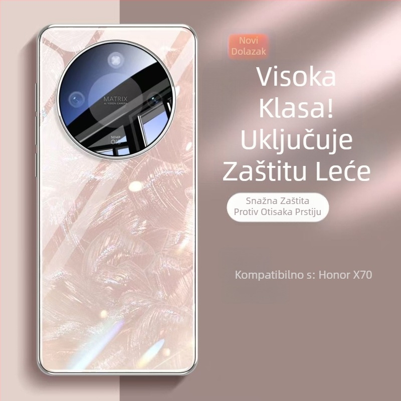 Kućište za telefon Honor X70 - sveobuhvatna zaštita od pada, tvrdo staklo, uzorak Aurora
