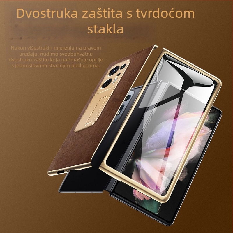 OPPO Find N2 kožna futrola s zaštitom leće, ugrađeni stalak i otpornost na pad