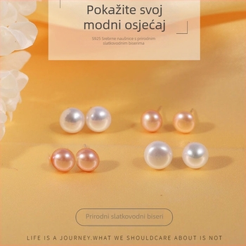 Naušnice od srebra 925, s perlama, geometrijski dizajn, ženski modni stil za ured