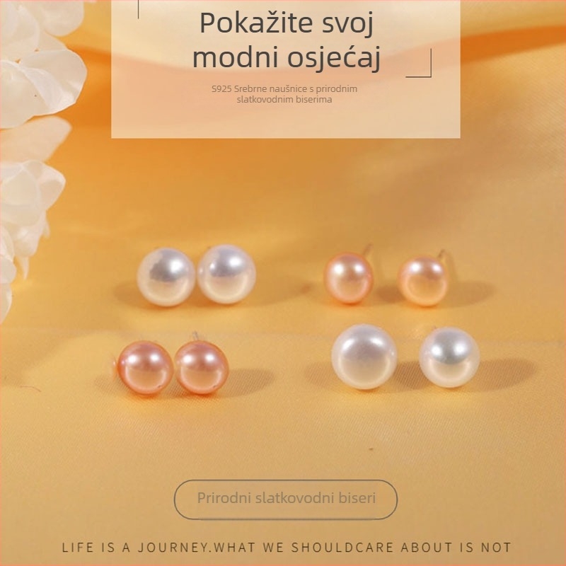 Naušnice od srebra 925, s perlama, geometrijski dizajn, ženski modni stil za ured
