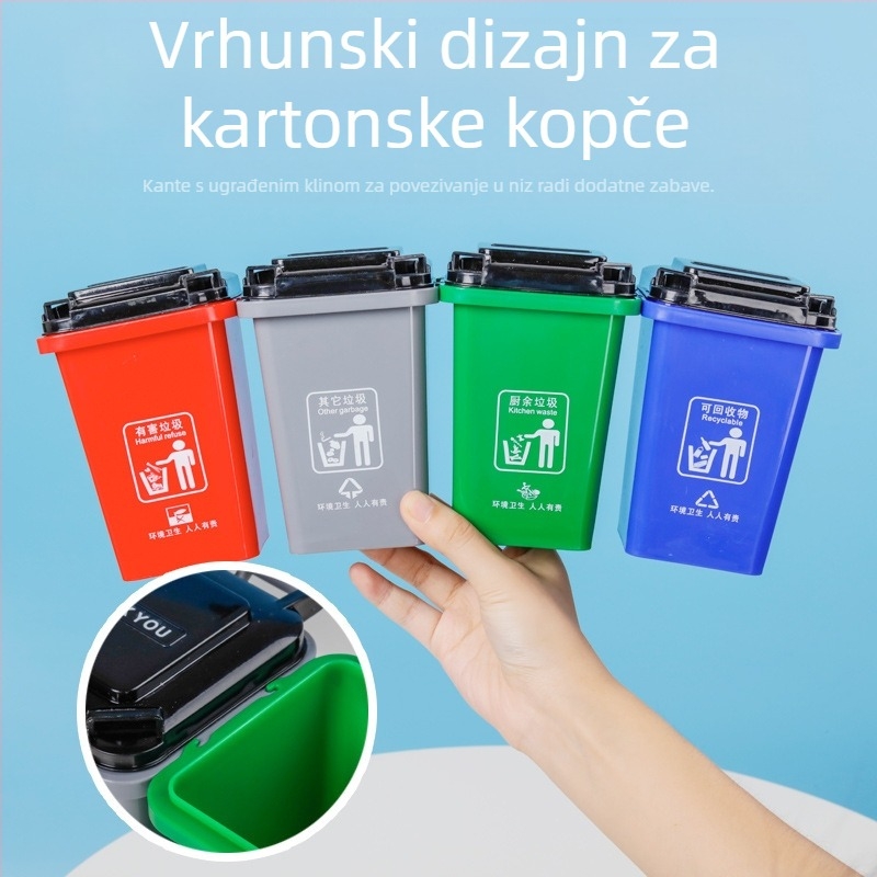 Dječji set igara za razvrstavanje otpada — 108 kartica, PP materijal, pakiranje u šarenoj kutiji, stolni spremnik za otpad rekvizita za predškolsku edukaciju, uzrast 4–6 godina
