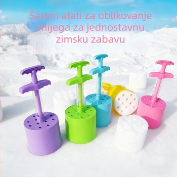 Plastični alat za igru na snijegu za djecu — klips za snježne kugle, kalup za snježnjaka, vanjska igra na snijegu, dob 4–6 godina, mrežasta vrećica u pakiranju
