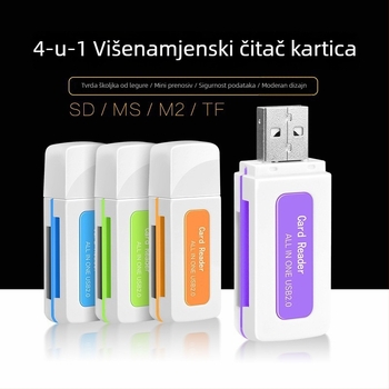 All-in-One USB čitač kartica s USB 2.0, vanjska instalacija, podržava CF/SD/TF/MicroSD/MMC