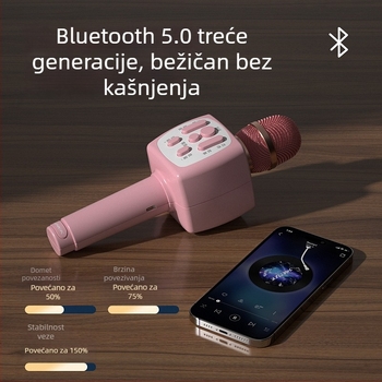 Bežični Bluetooth dječji mikrofon s karikaturalnim dizajnom i ugrađeni zvučnik — karaoke igračka, ABS materijal, za uzrast 7–14 godina