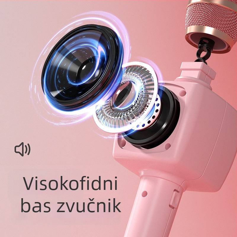 Bežični Bluetooth dječji mikrofon s karikaturalnim dizajnom i ugrađeni zvučnik — karaoke igračka, ABS materijal, za uzrast 7–14 godina