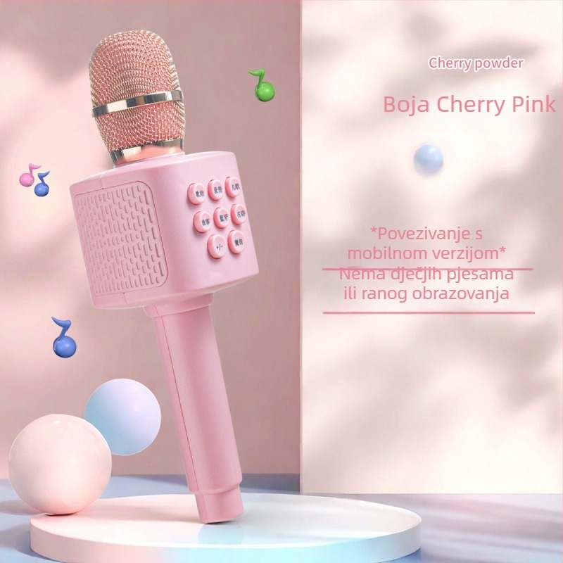 Bežični Bluetooth dječji mikrofon s karikaturalnim dizajnom i ugrađeni zvučnik — karaoke igračka, ABS materijal, za uzrast 7–14 godina