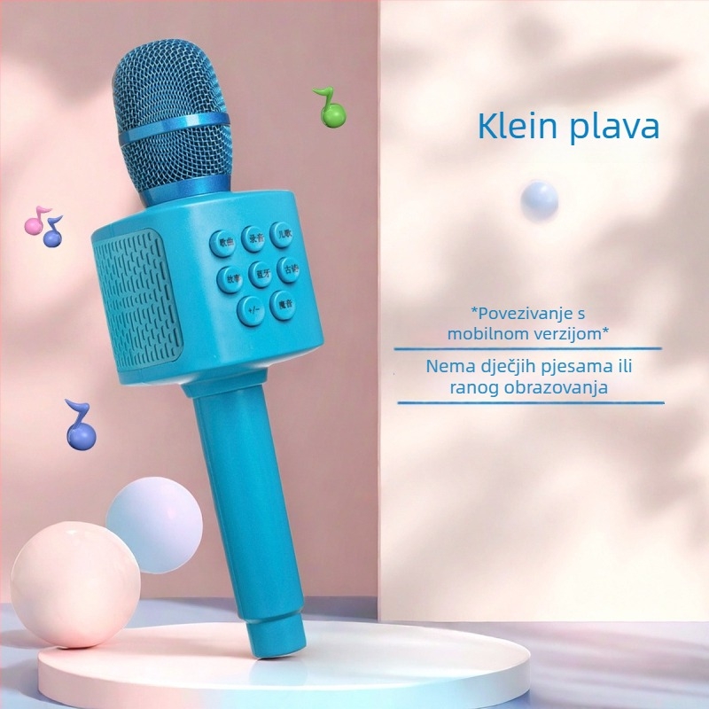 Bežični Bluetooth dječji mikrofon s karikaturalnim dizajnom i ugrađeni zvučnik — karaoke igračka, ABS materijal, za uzrast 7–14 godina