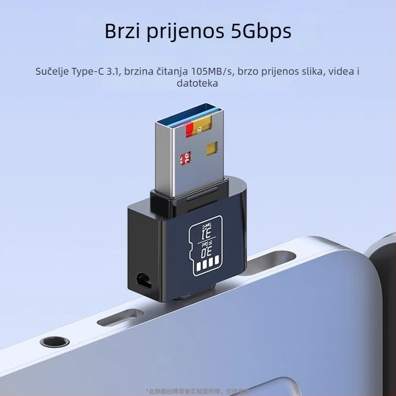 TF čitač kartica USB 3.1, Type-C i USB, 2-u-1, metalno kućište