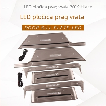 LED prag vrata od nehrđajućeg čelika za HIACE 2019 – unutarnja i vanjska LED pedala za dobrodošlicu te stražnji zaštitni panel