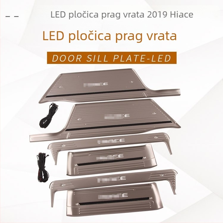 LED prag vrata od nehrđajućeg čelika za HIACE 2019 – unutarnja i vanjska LED pedala za dobrodošlicu te stražnji zaštitni panel