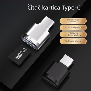 TYPE-C čitač kartica za mobitel, podrška TF kartice, USB 2.0 OTG, vanjsko metalno kućište