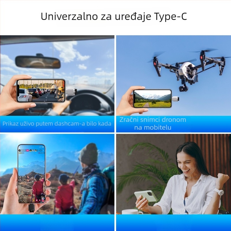 TYPE-C čitač kartica za mobitel, podrška TF kartice, USB 2.0 OTG, vanjsko metalno kućište