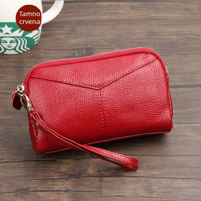 Ženska kožna clutch torbica, gradski minimalistički stil, jednobojna, s jednom preklopom, poliester podstava