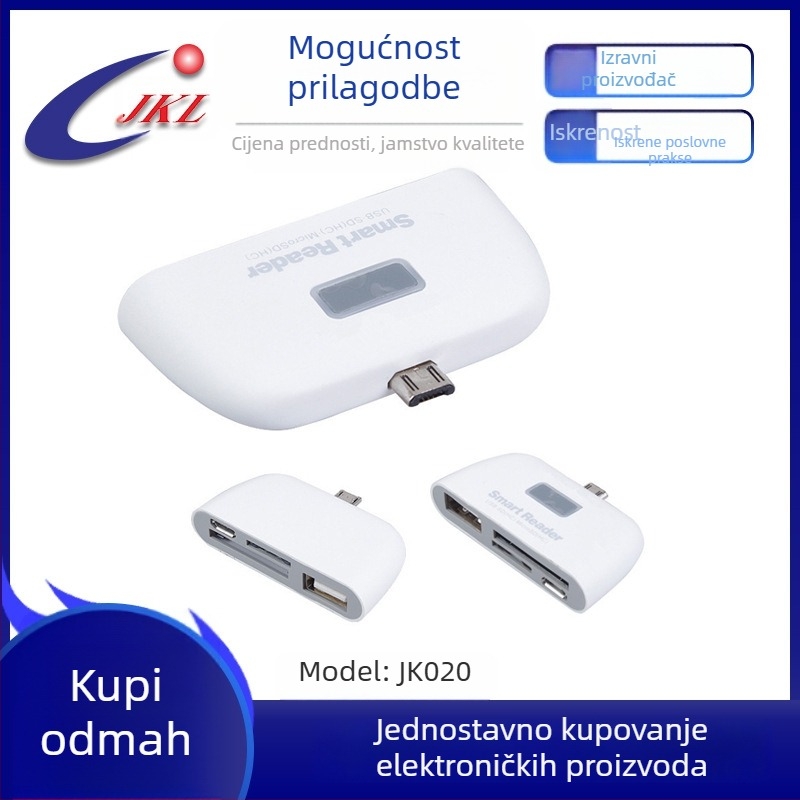 OTG 4-u-1 čitač kartica s USB-C/USB 2.0 — vanjski za SD/SDHC/TF, kompatibilan s Apple iPhone/iPad, Android, računalima i tabletima