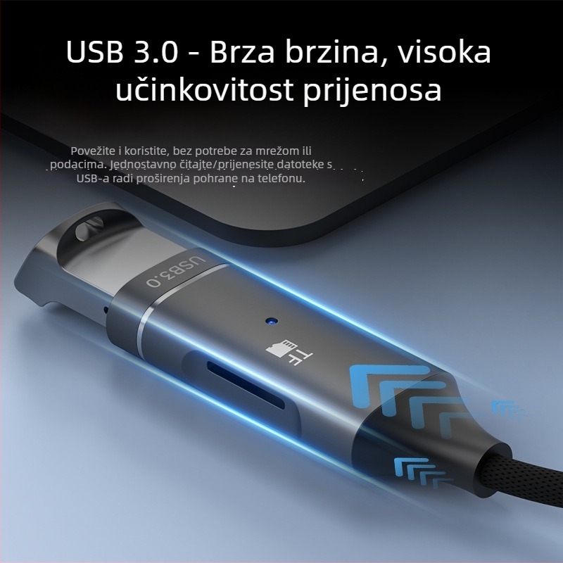 Type-C TF čitač kartica OTG adapter USB 3.0, vanjski, kućište od aluminijske legure