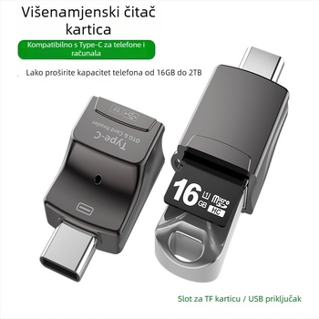 Jaya JY-270 USB-C OTG čitač kartica za mobitele, dvostruka funkcija: podrška TF kartici i USB disku, kompatibilan s Apple i Huawei