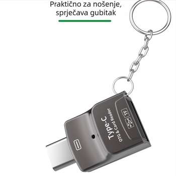 Jaya JY-270 USB-C OTG čitač kartica za mobitele, dvostruka funkcija: podrška TF kartici i USB disku, kompatibilan s Apple i Huawei
