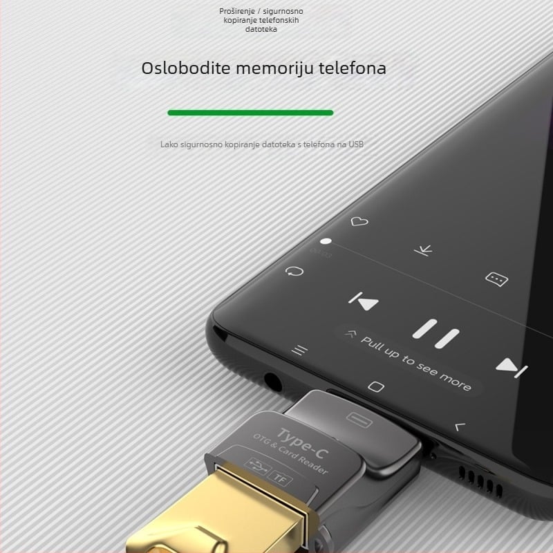 Jaya JY-270 USB-C OTG čitač kartica za mobitele, dvostruka funkcija: podrška TF kartici i USB disku, kompatibilan s Apple i Huawei