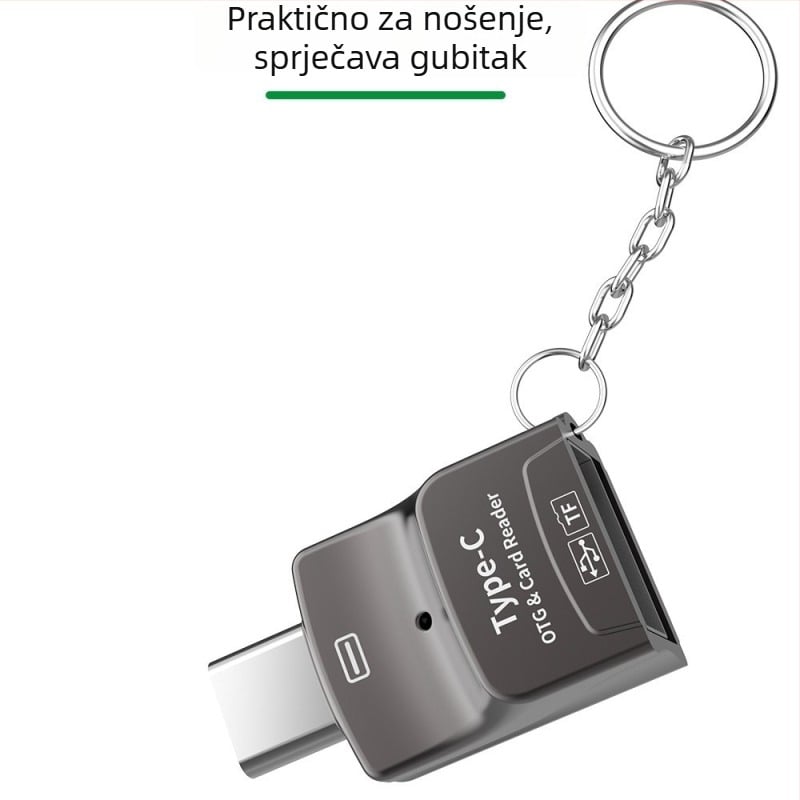 Jaya JY-270 USB-C OTG čitač kartica za mobitele, dvostruka funkcija: podrška TF kartici i USB disku, kompatibilan s Apple i Huawei